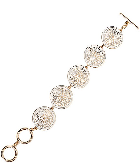 Dillard's White Enamel Mandala Line Bracelet