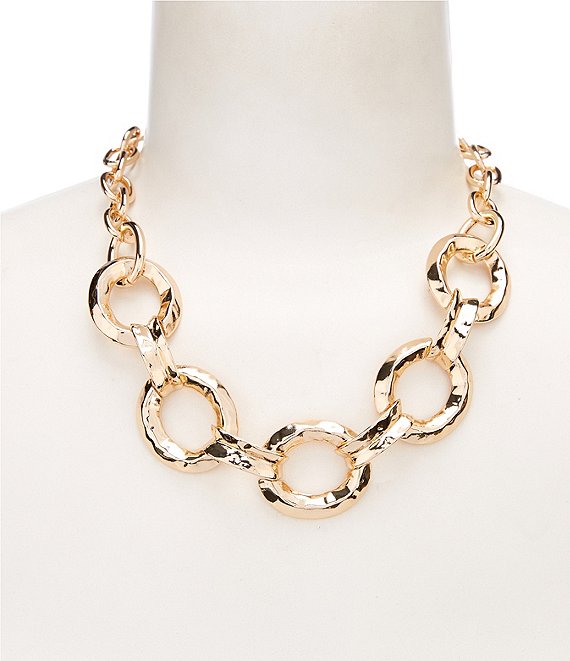 Dillard's Wobbly Metal Large Oval Link Frontal Statement Collar Necklace