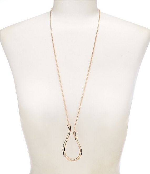 Dillard's Wobbly Metal Open U Long Pendant Necklace