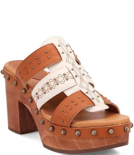 Dingo Chateau Studded Leather Platform Slide Sandals
