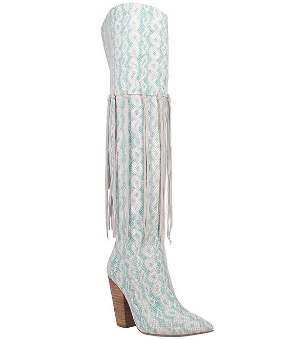 turquoise over the knee boots