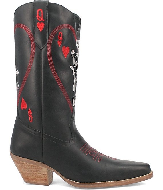 Dingo Queen A Hearts Embroidered Leather Tall Western Boots