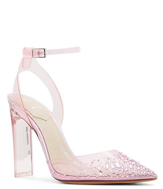 Color:Light Pink Clear - Image 1 - Disney x ALDO Cinderella Glass Slipper Clear Jewel Embellished Pointed Toe Pumps