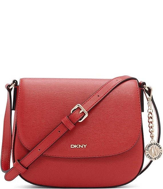 DKNY Beige Leather Bryant Flap Crossbody Bag