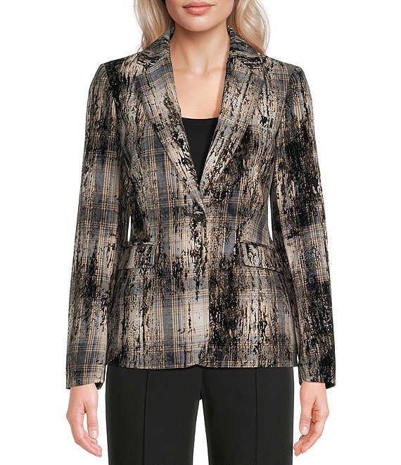 DKNY by Donna Karan Button Notch Collar Long Sleeve Jacket