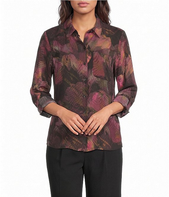 DKNY by Donna Karan Collared Long Sleeve Roll Tab Shirt