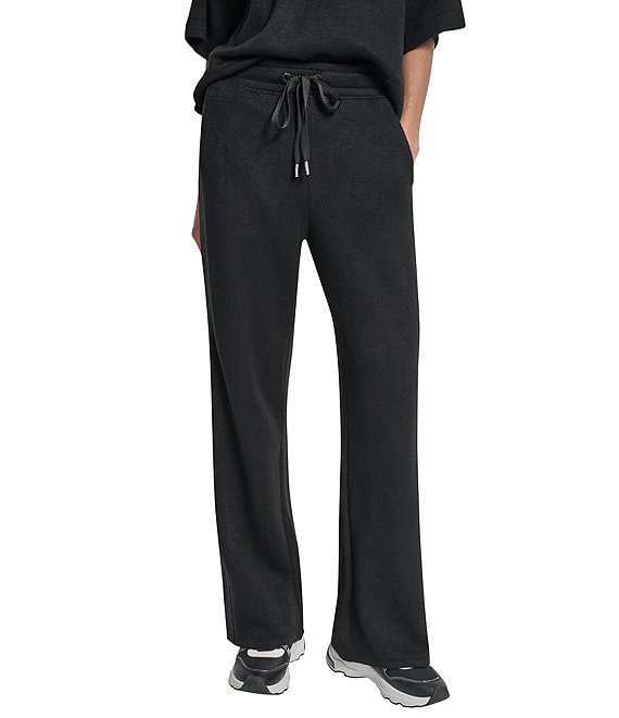 Donna Karan DKNY by Donna Karan Coordinating Mixed Media Hacci Mare Wide Leg Pants, Black/Black - Image 1