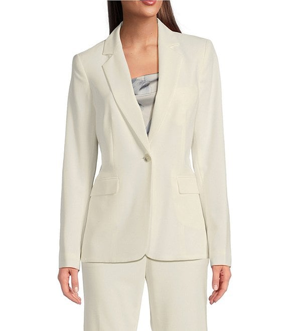DKNY ホワイト ウィンドブレーカー DKNY By Donna Karan Notch Lapel One-Button Jacket | Dillard's