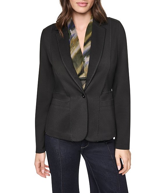 DKNY by Donna Karan Soho Ponte Notch Collar One Button Blazer
