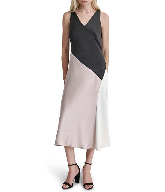レビュー高評価の商品!の商品をすべて DKNY by Donna Karan Woven Color Block V-Neck Sleeveless ジャケット・アウター