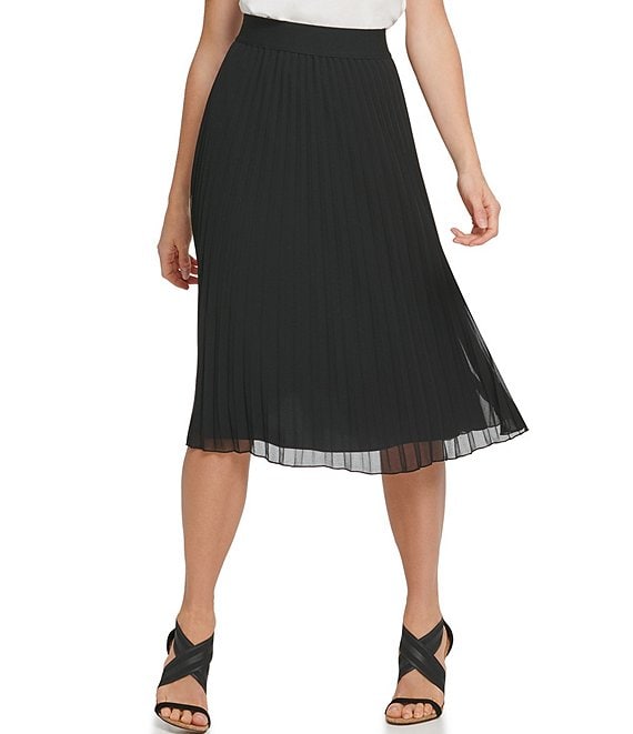Jess Millichamp Black Pleated Chiffon Midi Skirt  In The Style