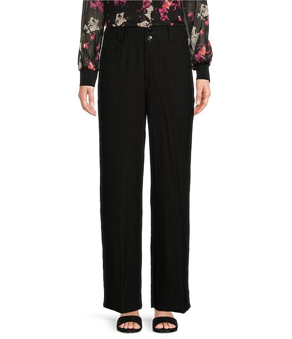 お歳暮 時期 Karan Donna by DKNY Crinkle Pant Leg Straight Dressing パンツ