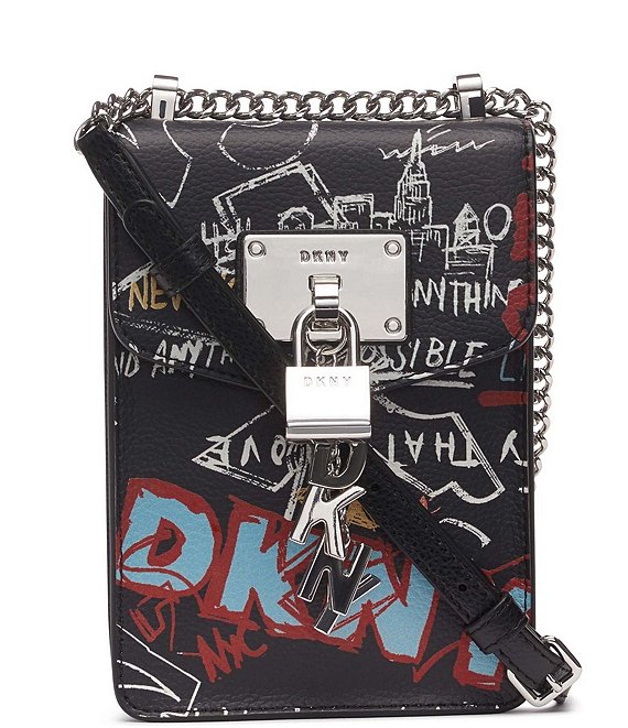 DKNY Elissa Graffiti North South Charm and Lock Crossbody Bag