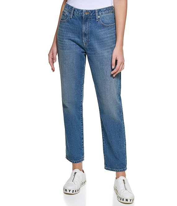 DKNY Jeans Broome Straight Leg High Rise Rolled Cuff Cropped Denim ...