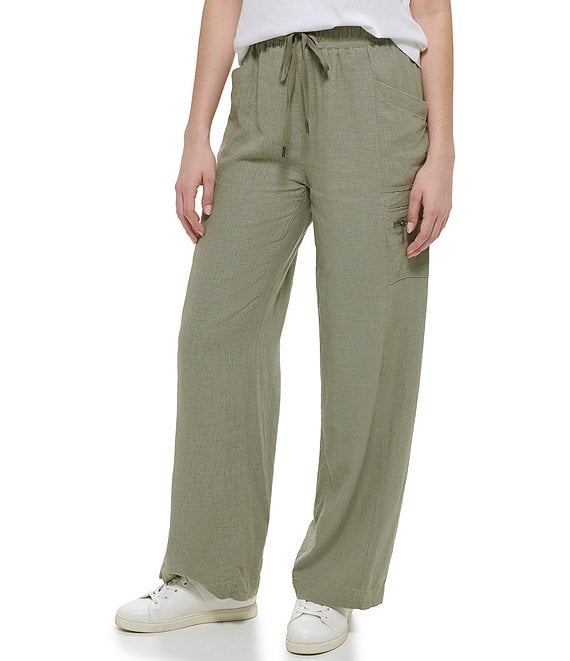 Linen Blend Pants - Green - Ladies