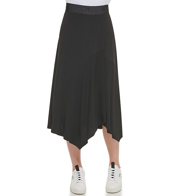DKNY Logo Elastic Waistband Asymmetrical Pull-On Skirt | Dillard's