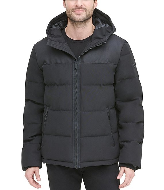 Color:Black - Image 1 - Long-Sleeve Mixed-Media Quilted Full-Zip Hooded Snow Ski Jacket
