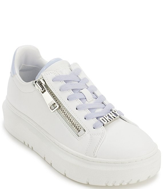 DKNY Matti Leather Lace-Up Zip Sneakers
