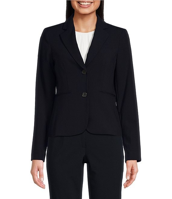 DKNY by Donna Karan Notch Collar Long Sleeve Two Button Blazer & Coordinating Modern Fit Flat Front Straight Leg Pant