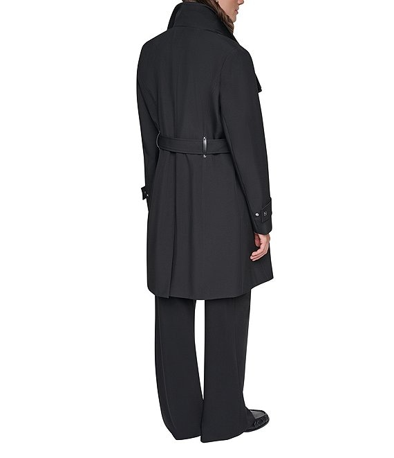 DKNY Petite Size Softshell Stand Collar Asymmetrical Zip Trench