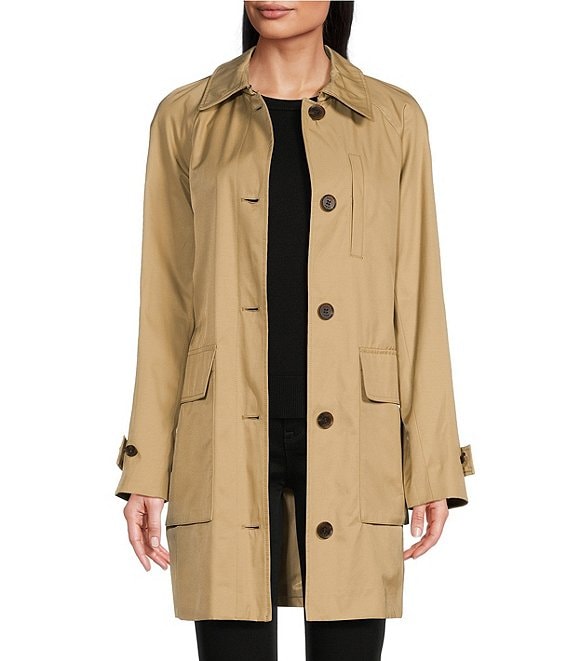 DKNY Single Breasted Button Front Belted Trench Coat | Dillard's