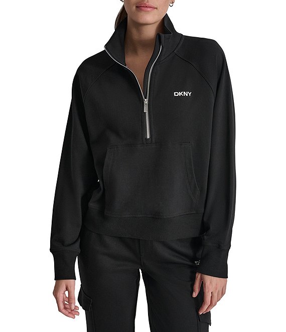 DKNY Sport by Donna Karan Coordinating Logo Half Zip Stand Collar Pullover