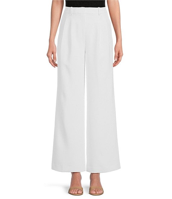 DKNY Stretch Drapey High Waisted Pleated Wide Leg Pants | Dillard's