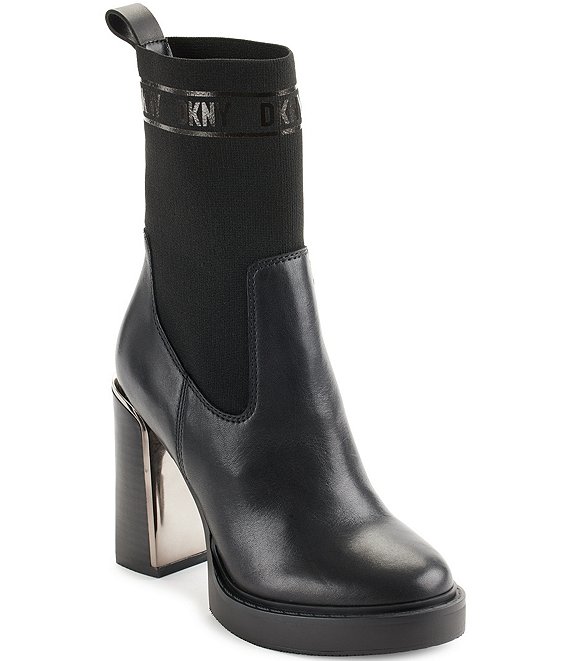 DKNY Vilma Leather Sock Booties Dillard s