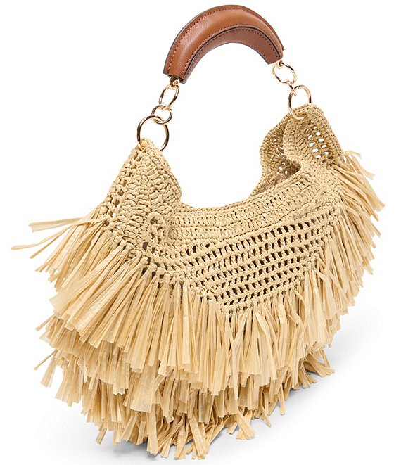 Dolce Vita Amarilis Raffia Fringe Top Handle Slouchy Bag | Dillard's
