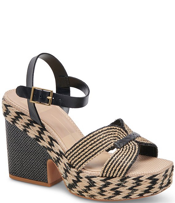 Dolce Vita Cale Raffia Ankle Strap Platform Sandals Dillard s