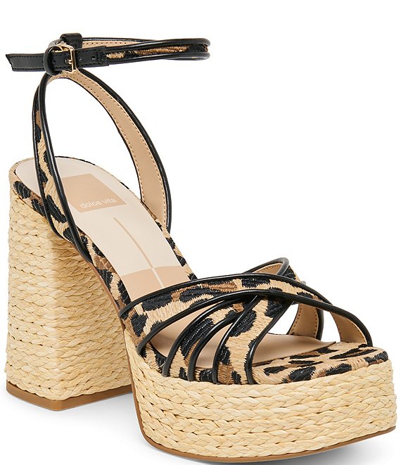 Dolce Vita Danila Leopard Print Ankle Strap Block Heel Platform Sandals