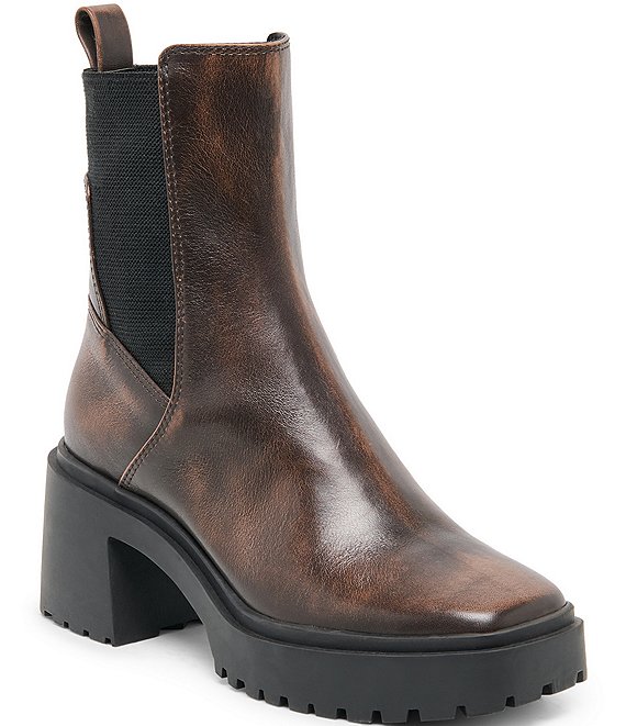 Dolce Vita Grizly H2O Distressed Leather Lug Sole Booties