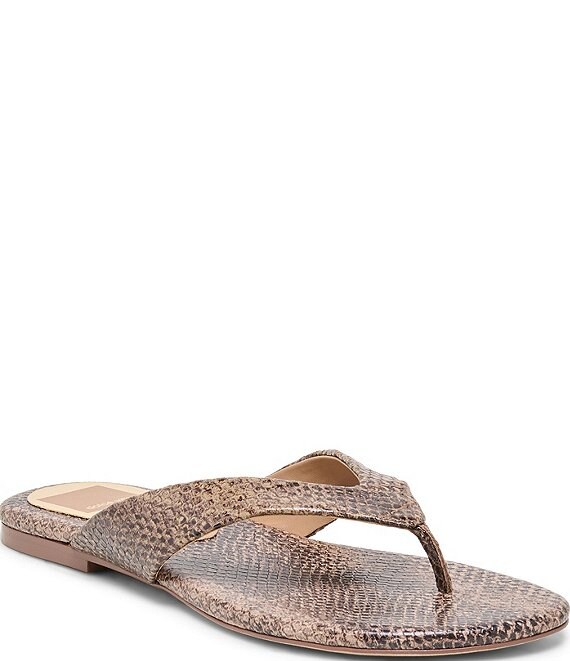 Dolce Vita Linnet Embossed Leather Thong Sandals