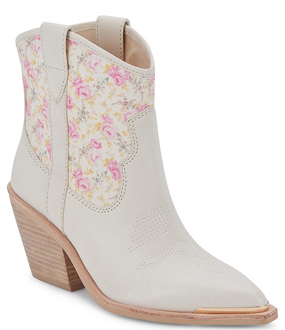 Dolce Vita Nashe Leather and Floral Fabric Western Boots | Dillard's