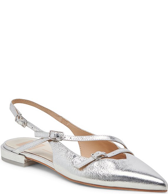 Dolce Vita Pamla Metallic Pointed Toe Buckle Detail Slingback Flats ...