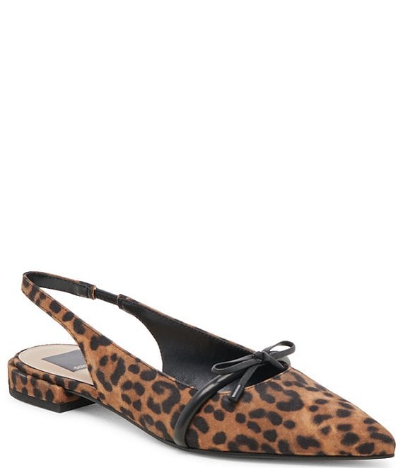 Dolce Vita Payge Leopard Print Suede Slingback Bow Flats Dillard s