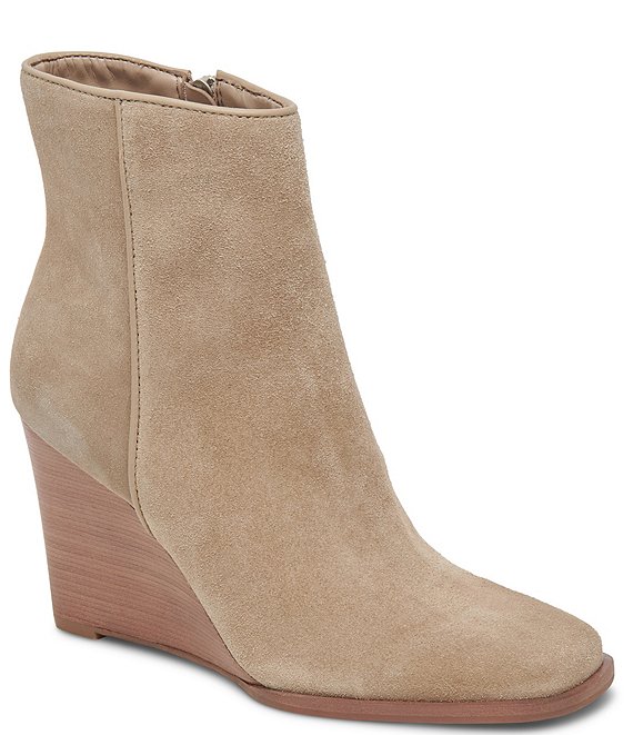 Dolce Vita Susann Suede Square Toe Wedge Booties Dillard s