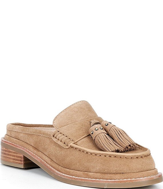 Donald Pliner Bambie Suede Tassel Loafer Mules