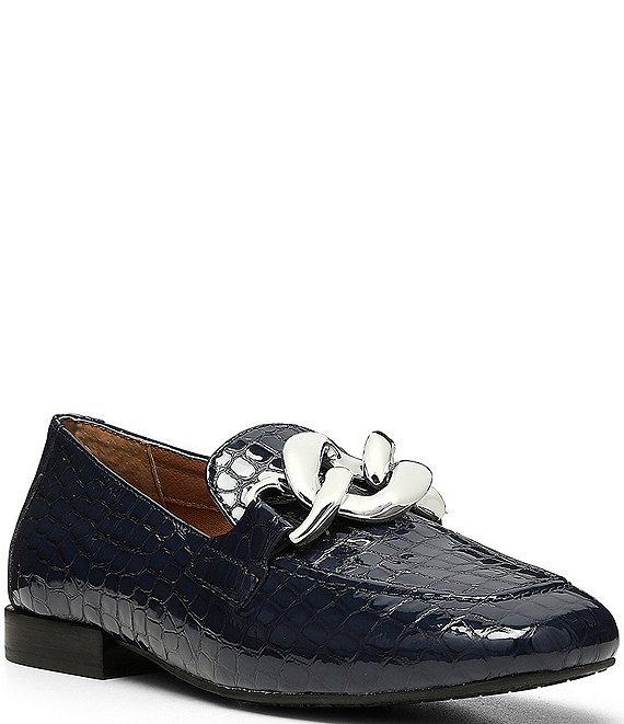 Donald Pliner Bristol Crocodile Embossed Patent Leather Chain Detail  Loafers | Dillard's
