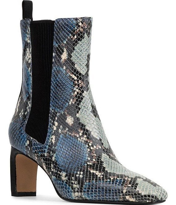 Donald Pliner Brittnie Snake Print High Heel Slip On Booties
