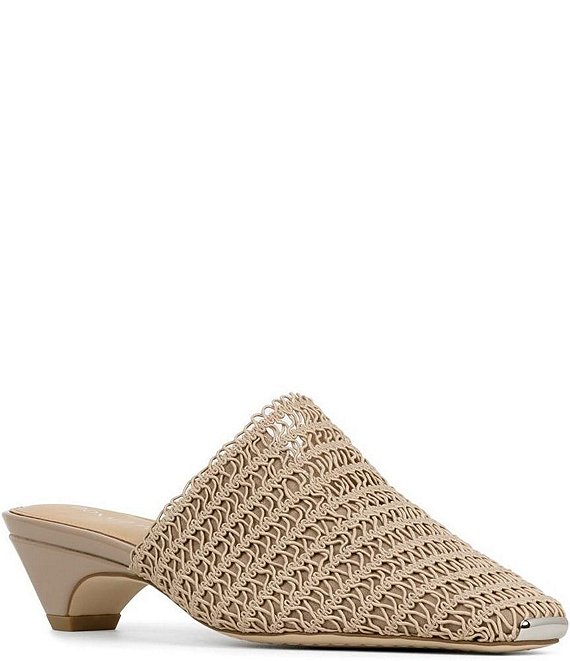 Donald Pliner Gillespie Stretch Macrame Croco Kitten Heel Mules