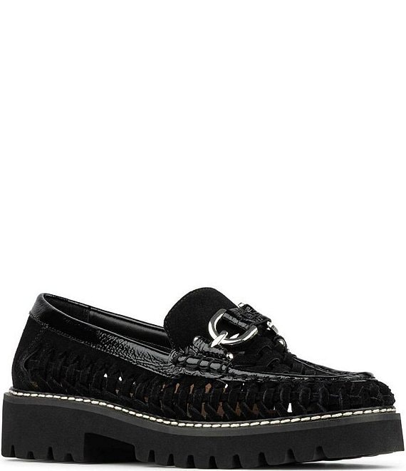 Donald Pliner Hansine Woven Suede Bit Strap Lugged Loafers