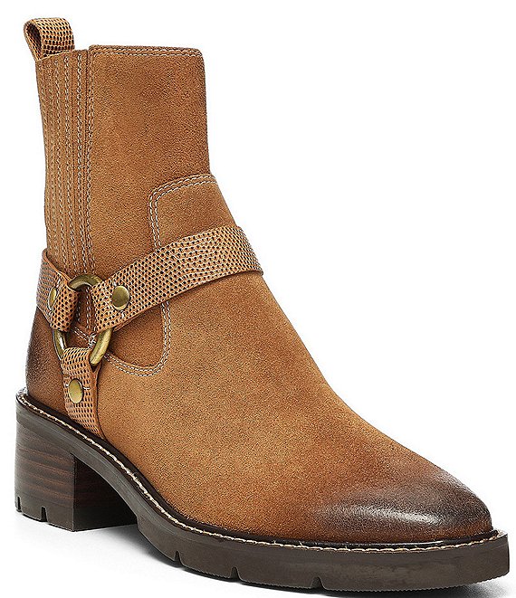 Donald Pliner Mai Suede Western Harness Booties Dillard s