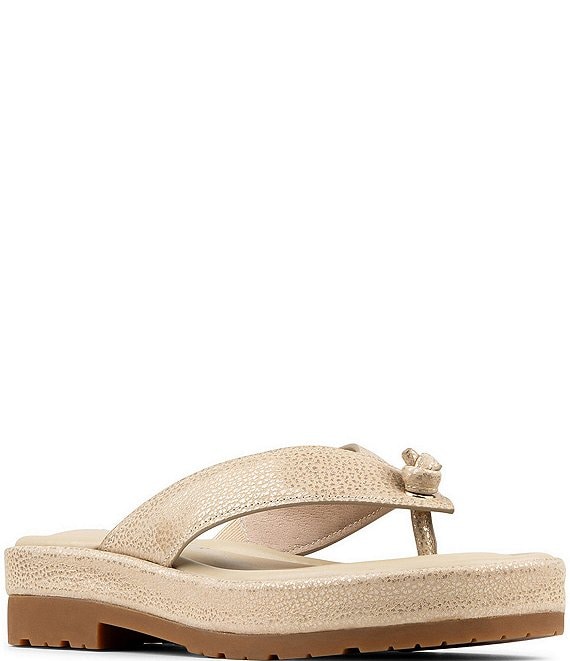 Donald Pliner Samiya Metallic Leather Platform Thong Sandals