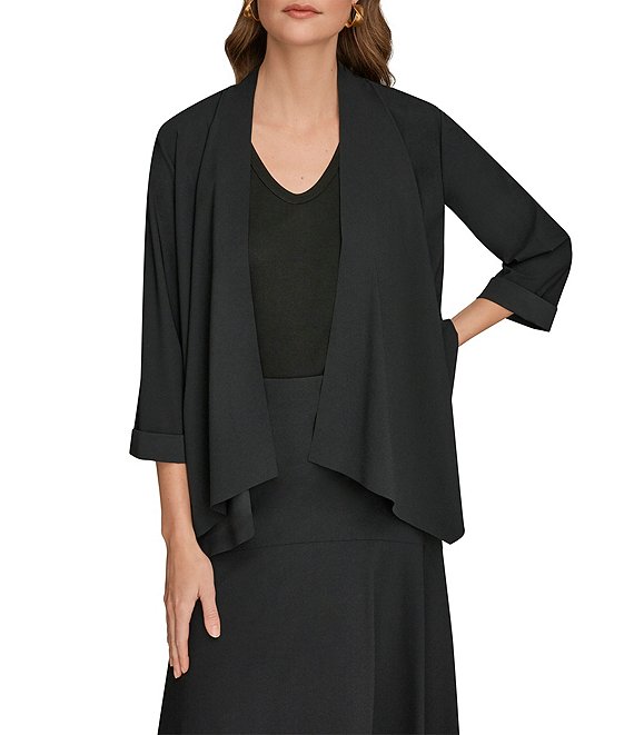 Donna Karan 3/4 Sleeve Open Front Cardigan Jacket