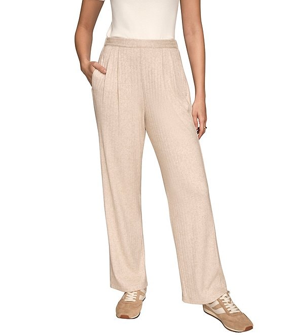 Donna Karan Brushed Rib Mid Rise Pull-On Pants
