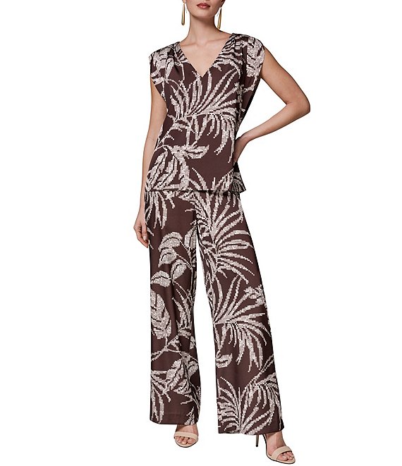 Donna Karan Coordinating Cotton Sateen V-Neck Ruched Extended Shoulder Top