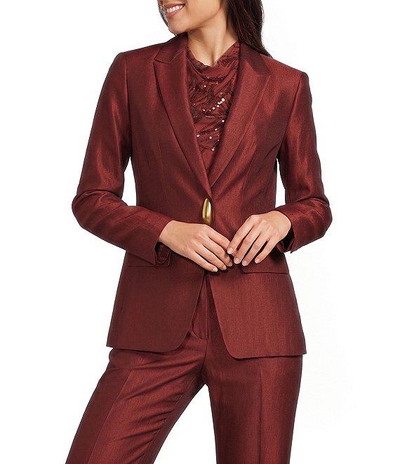 Donna Karan Coordinating Liquid Shine Notch Lapel One Button Jacket
