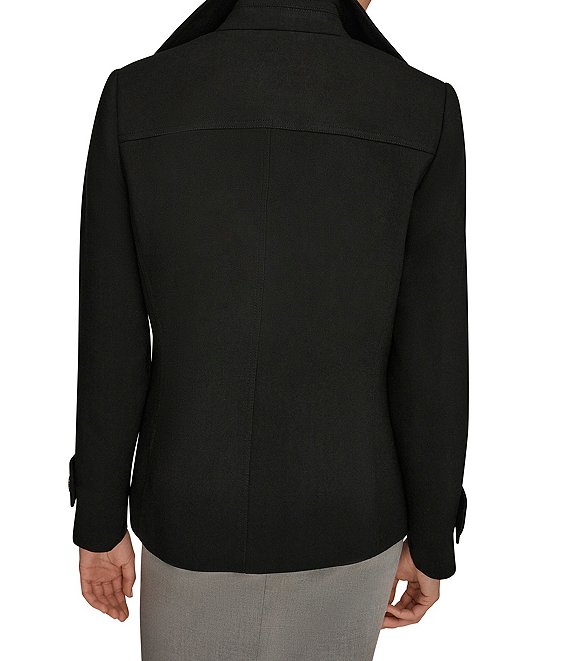 Donna Karan Crepe Short Double Breasted Trench Coat | Dillard's