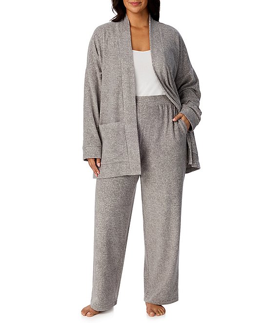 Donna Karan DKNY Plus Size Long Sleeve Stretch Fleece Pant Lounge Set